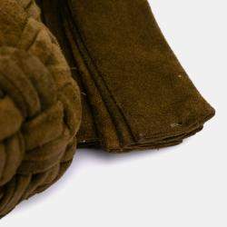 Pre Owned Bottega Veneta Green Medium Suede Intrecciato Kalimero Citta Shoulder Bag