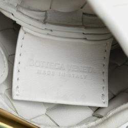 Pre Owned Bottega Veneta White Baby Lambskin Intrecciato Sardine