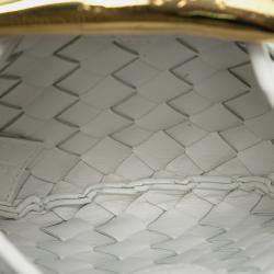 Pre Owned Bottega Veneta White Baby Lambskin Intrecciato Sardine