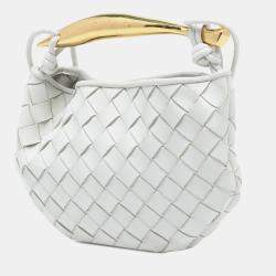 Pre Owned Bottega Veneta White Baby Lambskin Intrecciato Sardine