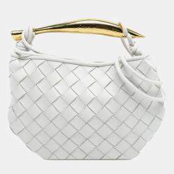 Pre Owned Bottega Veneta White Baby Lambskin Intrecciato Sardine