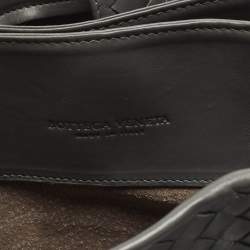 مملوكة مسبقًا حقيبة بوتيغا فينيتا روما صغيرة جلد إنتريشاتو رمادي تاوپ