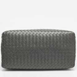 مملوكة مسبقًا حقيبة بوتيغا فينيتا روما صغيرة جلد إنتريشاتو رمادي تاوپ