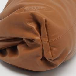 Pre Owned Bottega Veneta The Pouch Classic Brown Leather Clutch