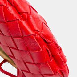 Pre Owned Bottega Veneta Red Baby Lambskin Intrecciato Sardine