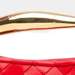 Pre Owned Bottega Veneta Red Baby Lambskin Intrecciato Sardine