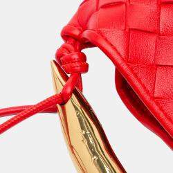 Pre Owned Bottega Veneta Red Baby Lambskin Intrecciato Sardine