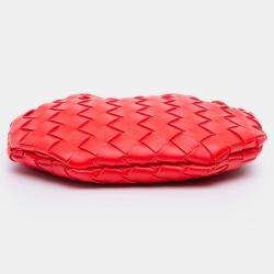 Pre Owned Bottega Veneta Red Baby Lambskin Intrecciato Sardine
