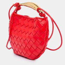 Pre Owned Bottega Veneta Red Baby Lambskin Intrecciato Sardine