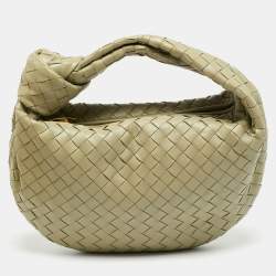Pre Owned Bottega Veneta Jodie Teen Olive Green Intrecciato Leather Hobo