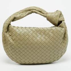 Pre Owned Bottega Veneta Jodie Teen Olive Green Intrecciato Leather Hobo