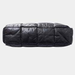 Pre Owned Bottega Veneta Maxi Intrecciato Tote Bag In Calfskin Squash Black