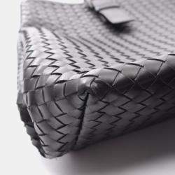 Pre Owned Bottega Veneta Intrecciato Tote Bag Leather Black