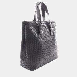 Pre Owned Bottega Veneta Intrecciato Tote Bag Leather Black