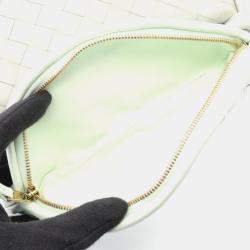 Pre Owned Bottega Veneta Small Gemelli Intrecciato Shoulder Bag Leather Gray And Green