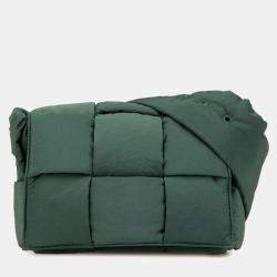 Pre Owned Bottega Veneta Padded Tech Cassette Small Shoulder Bag Khaki Polyamide