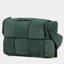 Pre Owned Bottega Veneta Padded Tech Cassette Small Shoulder Bag Khaki Polyamide