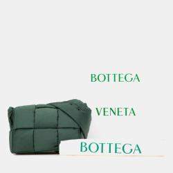 Pre Owned Bottega Veneta Padded Tech Cassette Small Shoulder Bag Khaki Polyamide