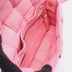 Pre Owned Bottega Veneta Padded Cassette Intrecciato Shoulder Bag In Pink Leather