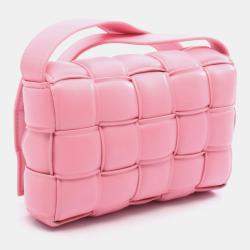 Pre Owned Bottega Veneta Padded Cassette Intrecciato Shoulder Bag In Pink Leather