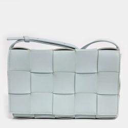 Pre Owned Bottega Veneta Blue Leather Cassette Bag