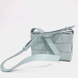 Pre Owned Bottega Veneta Blue Leather Cassette Bag
