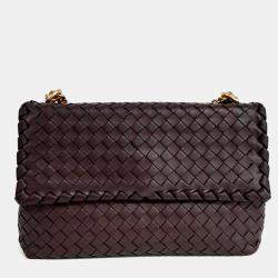 Pre Owned Bottega Veneta Brown Leather Mesh Olympia Bag