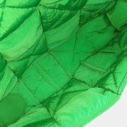 Pre Owned Bottega Veneta Green Fabric Padded Tech Cassette Bag