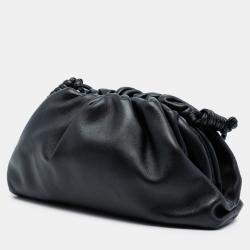 Pre Owned Bottega Veneta Black Lambskin The Mini Pouch Crossbody
