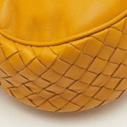 Pre Owned Bottega Veneta Nodini Mustard Yellow Intrecciato Leather Flap Crossbody Bag