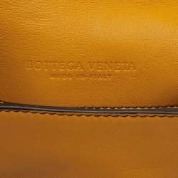 Pre Owned Bottega Veneta Nodini Mustard Yellow Intrecciato Leather Flap Crossbody Bag