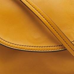 Pre Owned Bottega Veneta Nodini Mustard Yellow Intrecciato Leather Flap Crossbody Bag