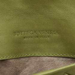 Pre Owned Bottega Veneta Green Intrecciato Leather Lock Flap Crossbody Bag