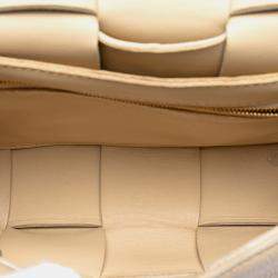 Pre Owned Bottega Veneta Brown Grained Calfskin Intrecciato Cassette Crossbody