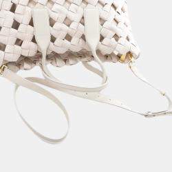 Pre Owned Bottega Veneta Beige Canvas Window Woven Satchel