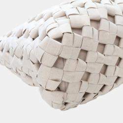 Pre Owned Bottega Veneta Beige Canvas Window Woven Satchel