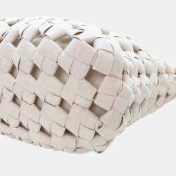 Pre Owned Bottega Veneta Beige Canvas Window Woven Satchel