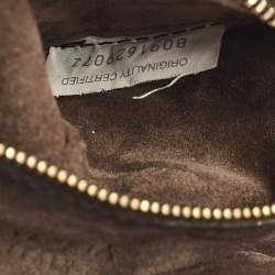 Pre Owned Bottega Veneta Cassette Chain Dark Brown Padded Suede Top Handle Bag