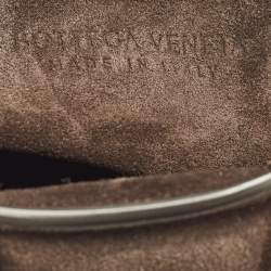 Pre Owned Bottega Veneta Cassette Chain Dark Brown Padded Suede Top Handle Bag