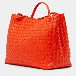 مملوكة مسبقًا Bottega Veneta Orange Large Lambskin Intrecciato Andiamo Satchel