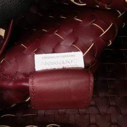 Pre Owned Bottega Veneta Red Patent Sardine Scale Bag