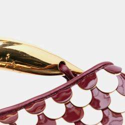 Pre Owned Bottega Veneta Red Patent Sardine Scale Bag