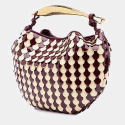 Pre Owned Bottega Veneta Red Patent Sardine Scale Bag