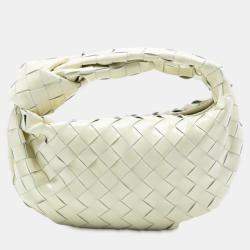 Pre Owned Bottega Veneta White Mini Patent Intrecciato Jodie