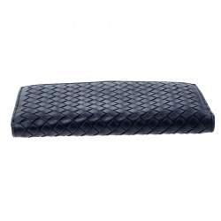 Bottega Veneta Blue Intrecciato Leather Trifold Continental Wallet