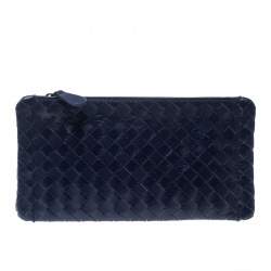 Bottega Veneta Blue Intrecciato Leather Pouch
