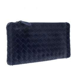 Bottega Veneta Blue Intrecciato Leather Pouch