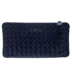 Bottega Veneta Blue Intrecciato Leather Pouch