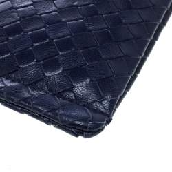 Bottega Veneta Blue Intrecciato Leather Pouch