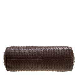 Pre Owned Bottega Veneta Brown Intrecciato Leather Frame Satchel